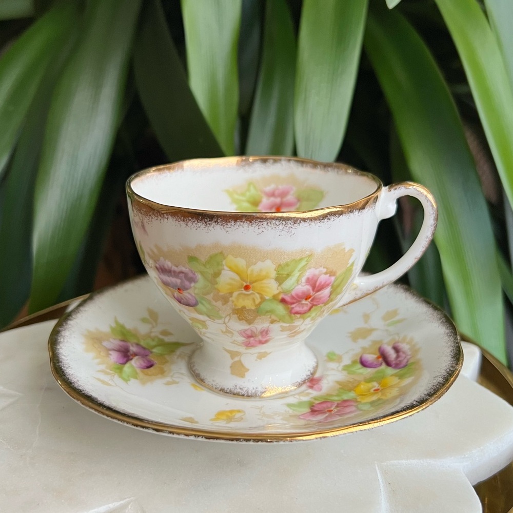 Vintage Royal Standard Charmaine Teacup + Saucer Set Bone China Made in England